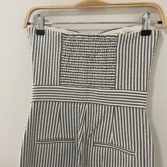 Veronica Beard Seersucker Print Strapless Jumpsuit Size 0 - Picture 6 of 6